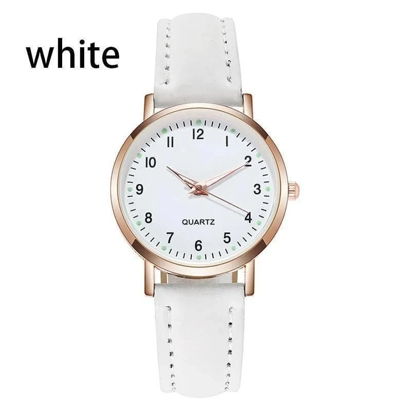 Damen Diamant-besetzte leuchtende Retro-Frauenuhr Ledergürtel Quarzuhr Frauen Einfachheit lässige Dekoration Armbanduhren