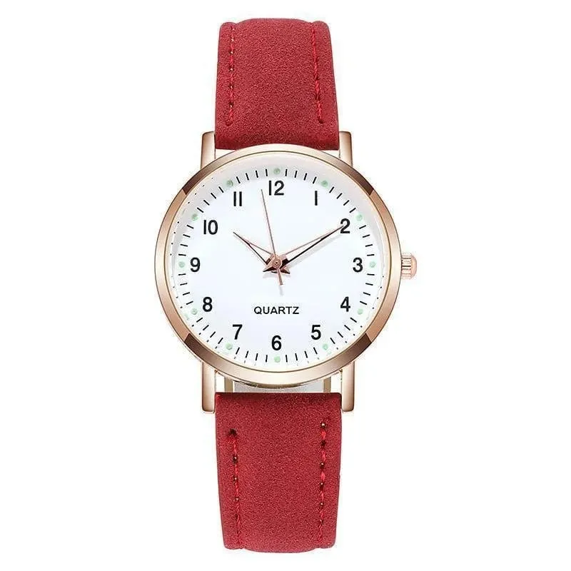 Damen Diamant-besetzte leuchtende Retro-Frauenuhr Ledergürtel Quarzuhr Frauen Einfachheit lässige Dekoration Armbanduhren