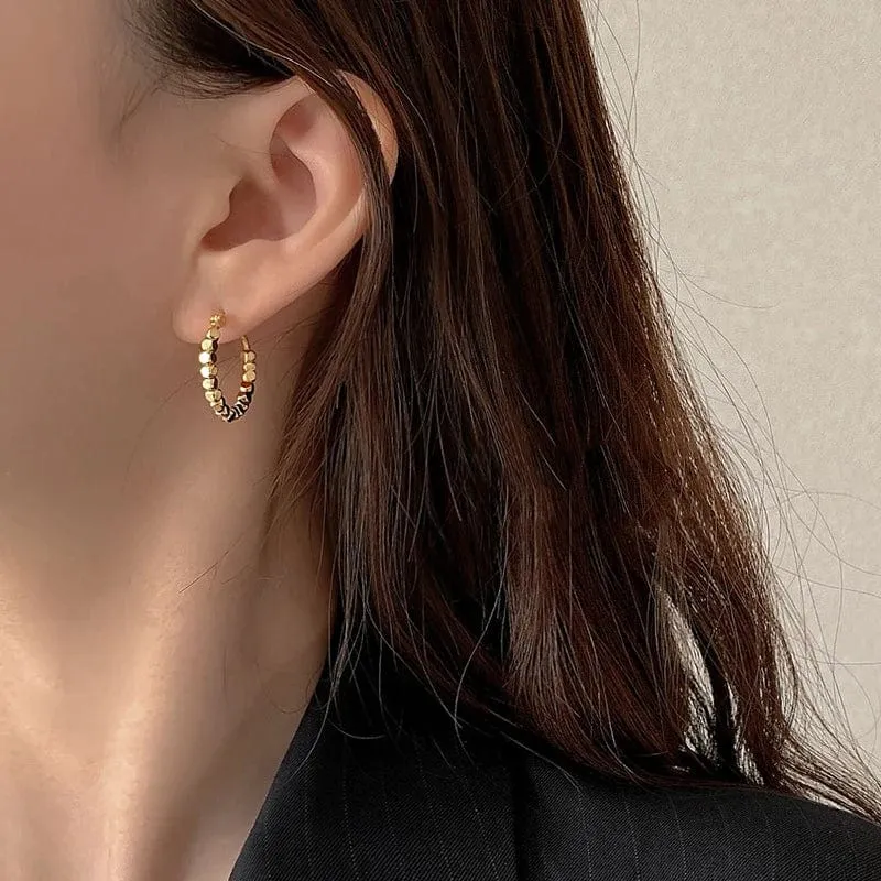 Gold Farbe Platz Perlen Hoop Ohrringe Exquisite Hohle Runde Ohrringe Für Frauen Party Hochzeit Geometrische Ohr Schmuck Geschenke