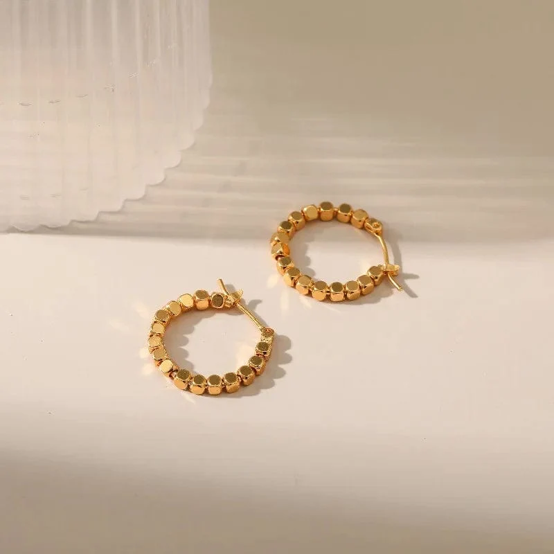 Gold Farbe Platz Perlen Hoop Ohrringe Exquisite Hohle Runde Ohrringe Für Frauen Party Hochzeit Geometrische Ohr Schmuck Geschenke