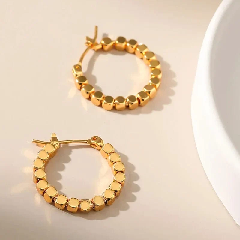 Gold Farbe Platz Perlen Hoop Ohrringe Exquisite Hohle Runde Ohrringe Für Frauen Party Hochzeit Geometrische Ohr Schmuck Geschenke