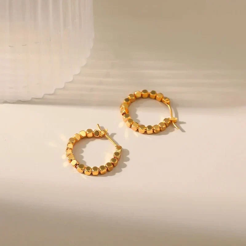 Gold Farbe Platz Perlen Hoop Ohrringe Exquisite Hohle Runde Ohrringe Für Frauen Party Hochzeit Geometrische Ohr Schmuck Geschenke
