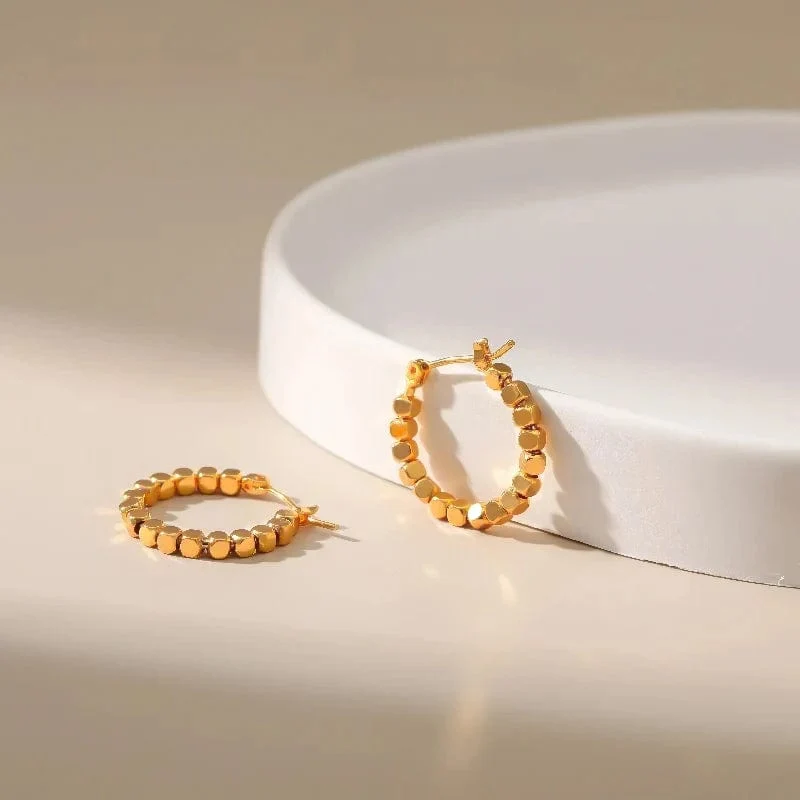 Gold Farbe Platz Perlen Hoop Ohrringe Exquisite Hohle Runde Ohrringe Für Frauen Party Hochzeit Geometrische Ohr Schmuck Geschenke