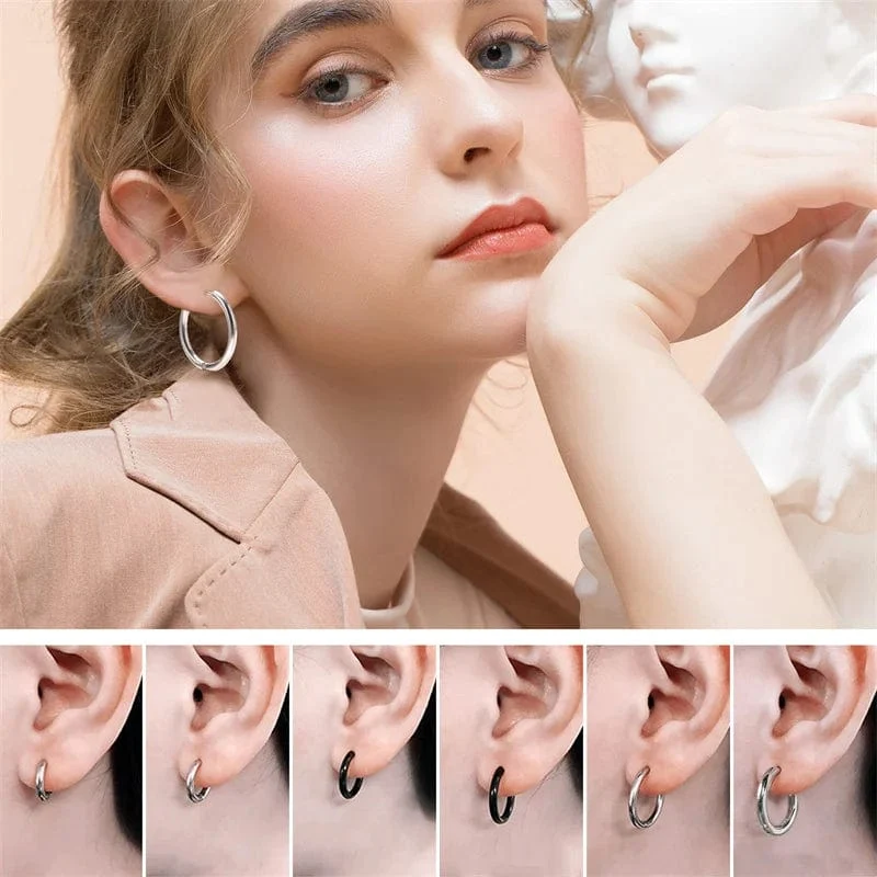 Neu Edelstahl Kleine Chunky Ohrringe Für Frauen Gold Farbe Glatte Kreis Ohr Für Männer Ring Dicke Fett Huggie Hoops Piercing