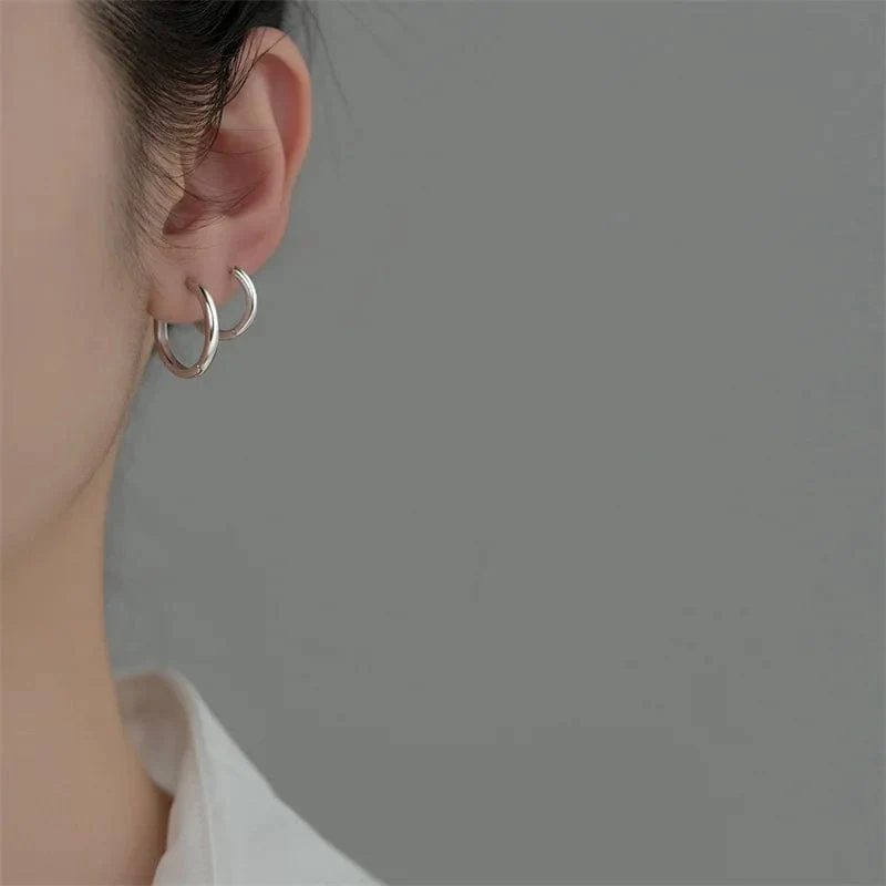 Neu Edelstahl Kleine Chunky Ohrringe Für Frauen Gold Farbe Glatte Kreis Ohr Für Männer Ring Dicke Fett Huggie Hoops Piercing