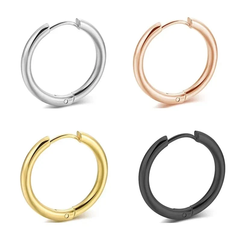 Neu Edelstahl Kleine Chunky Ohrringe Für Frauen Gold Farbe Glatte Kreis Ohr Für Männer Ring Dicke Fett Huggie Hoops Piercing