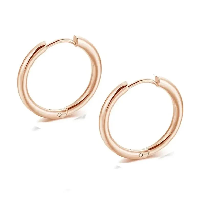 Neu Edelstahl Kleine Chunky Ohrringe Für Frauen Gold Farbe Glatte Kreis Ohr Für Männer Ring Dicke Fett Huggie Hoops Piercing
