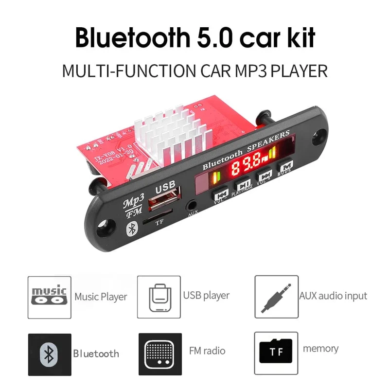 60W 50W 40W Verstärker Bluetooth 5.0 DIY MP3 WAV Decoder Board DC 12V Kabelloser Auto USB MP3 Player TF Kartensteckplatz USB FM mit Mikrofon