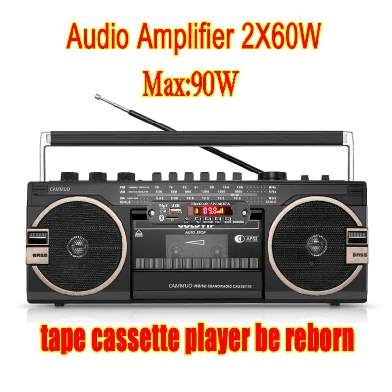 60W 50W 40W Verstärker Bluetooth 5.0 DIY MP3 WAV Decoder Board DC 12V Kabelloser Auto USB MP3 Player TF Kartensteckplatz USB FM mit Mikrofon