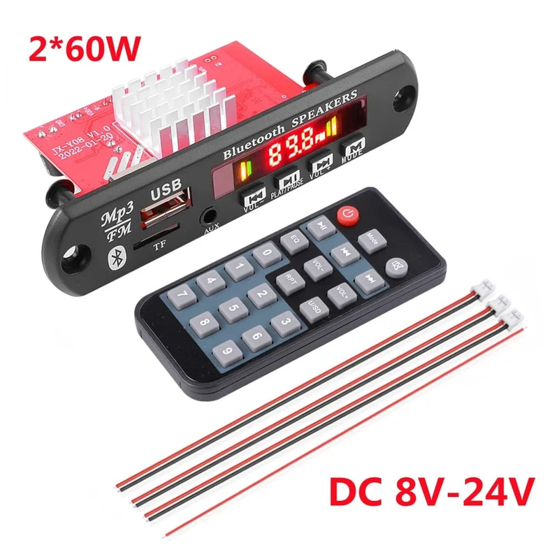 60W 50W 40W Verstärker Bluetooth 5.0 DIY MP3 WAV Decoder Board DC 12V Kabelloser Auto USB MP3 Player TF Kartensteckplatz USB FM mit Mikrofon