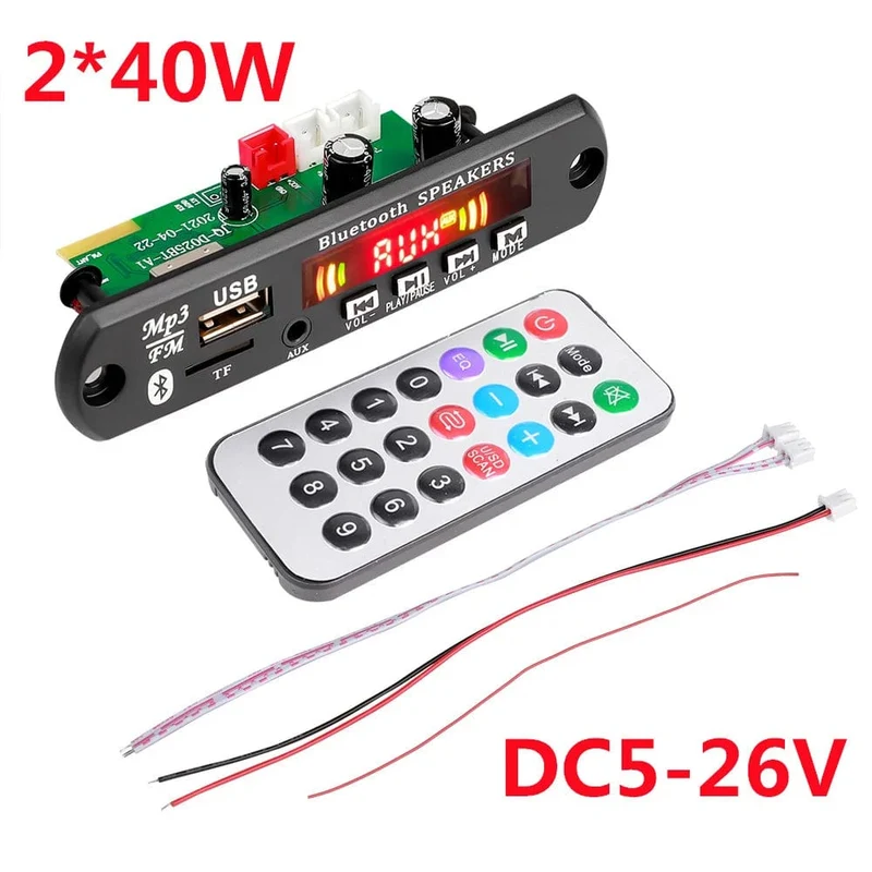 60W 50W 40W Verstärker Bluetooth 5.0 DIY MP3 WAV Decoder Board DC 12V Kabelloser Auto USB MP3 Player TF Kartensteckplatz USB FM mit Mikrofon