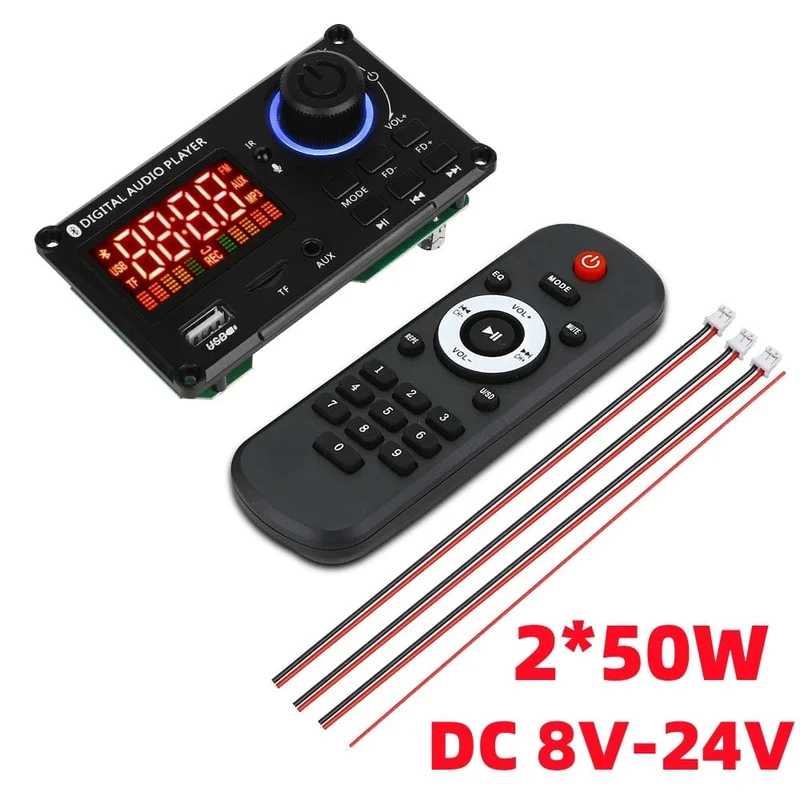 60W 50W 40W Verstärker Bluetooth 5.0 DIY MP3 WAV Decoder Board DC 12V Kabelloser Auto USB MP3 Player TF Kartensteckplatz USB FM mit Mikrofon