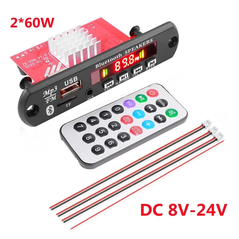 60W 50W 40W Verstärker Bluetooth 5.0 DIY MP3 WAV Decoder Board DC 12V Kabelloser Auto USB MP3 Player TF Kartensteckplatz USB FM mit Mikrofon