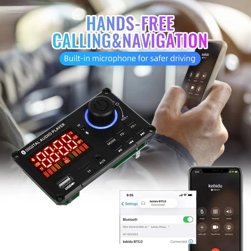 60W 50W 40W Verstärker Bluetooth 5.0 DIY MP3 WAV Decoder Board DC 12V Kabelloser Auto USB MP3 Player TF Kartensteckplatz USB FM mit Mikrofon