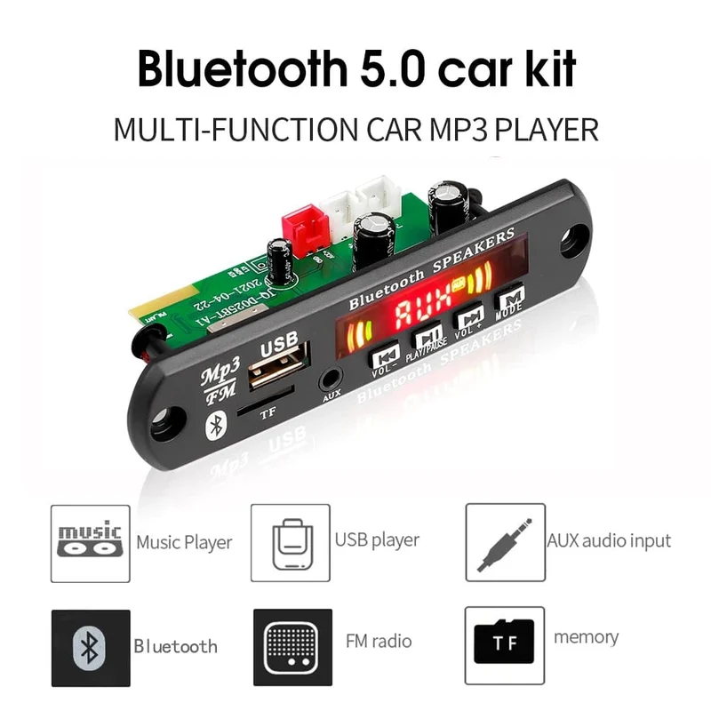 60W 50W 40W Verstärker Bluetooth 5.0 DIY MP3 WAV Decoder Board DC 12V Kabelloser Auto USB MP3 Player TF Kartensteckplatz USB FM mit Mikrofon