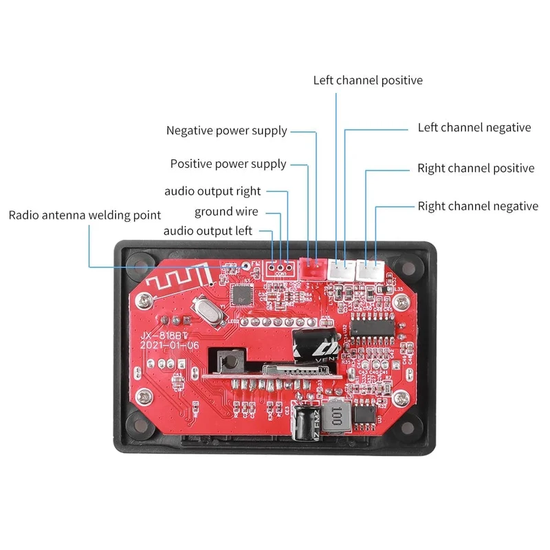 60W 50W 40W Verstärker Bluetooth 5.0 DIY MP3 WAV Decoder Board DC 12V Kabelloser Auto USB MP3 Player TF Kartensteckplatz USB FM mit Mikrofon