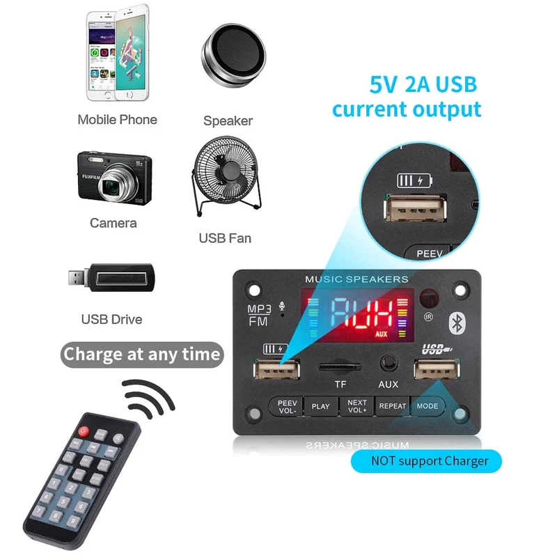 60W 50W 40W Verstärker Bluetooth 5.0 DIY MP3 WAV Decoder Board DC 12V Kabelloser Auto USB MP3 Player TF Kartensteckplatz USB FM mit Mikrofon