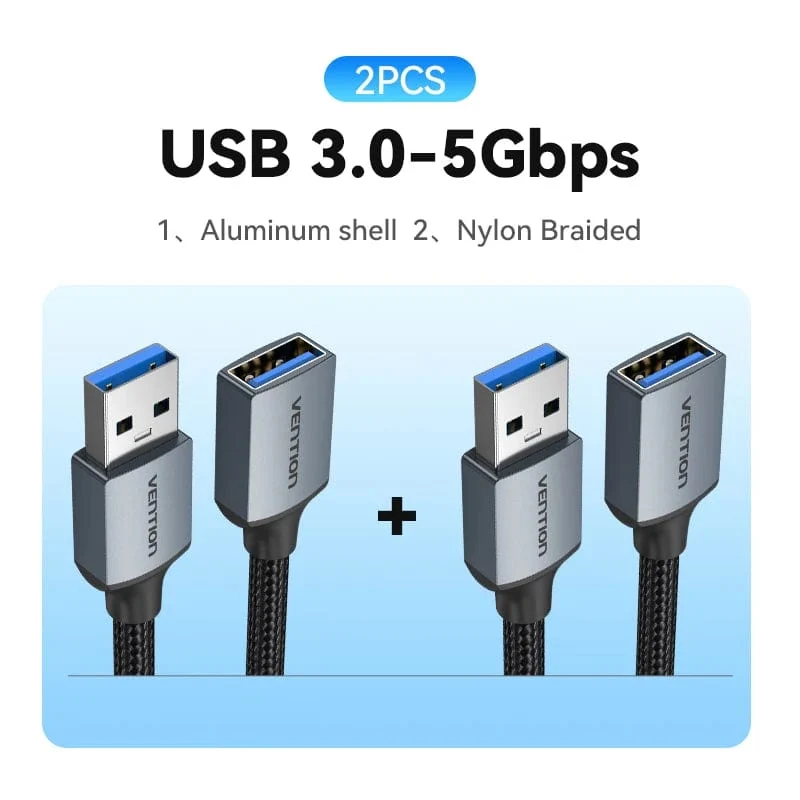 Tions USB 3.0-Verlängerungskabel, USB 3.0 2.0-Kabelverlängerung, Datenkabel für PC, Smart TV, Xbox One, SSD, schnelle Geschwindigkeit, USB-Verlängerungskabel