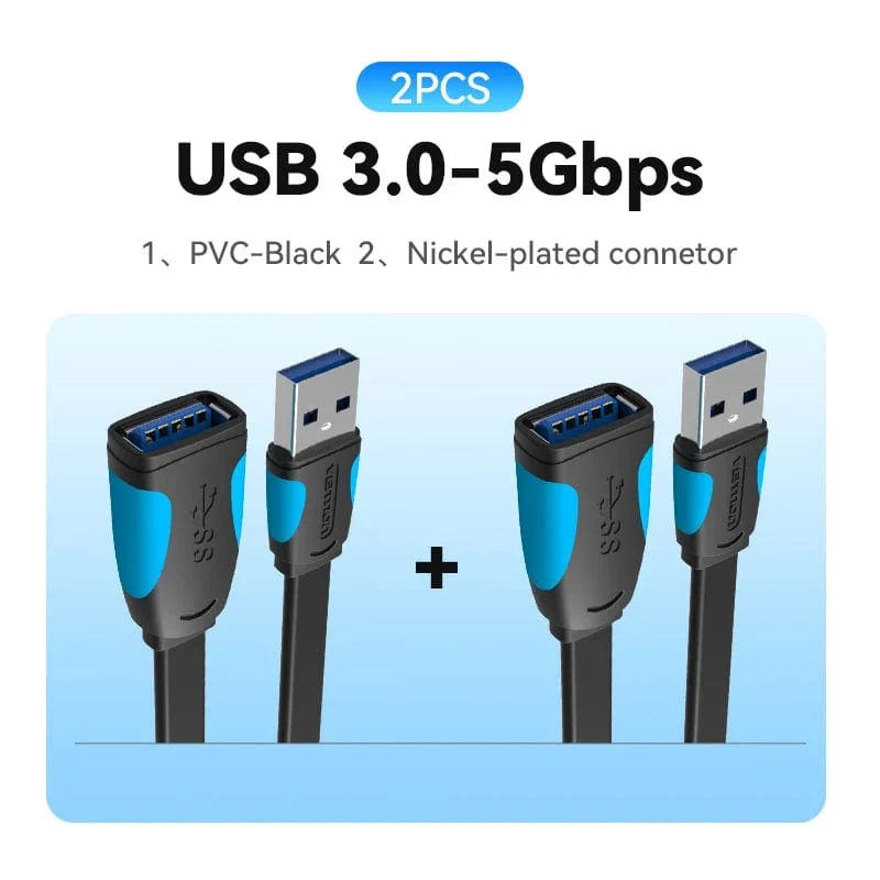 Tions USB 3.0-Verlängerungskabel, USB 3.0 2.0-Kabelverlängerung, Datenkabel für PC, Smart TV, Xbox One, SSD, schnelle Geschwindigkeit, USB-Verlängerungskabel