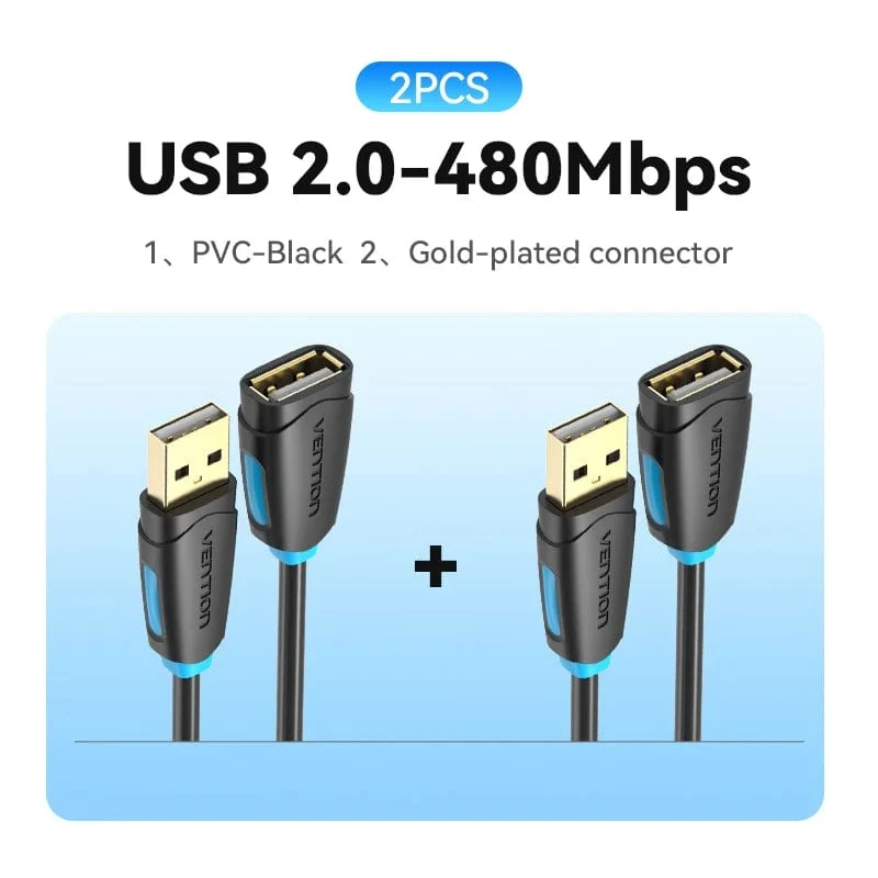 Tions USB 3.0-Verlängerungskabel, USB 3.0 2.0-Kabelverlängerung, Datenkabel für PC, Smart TV, Xbox One, SSD, schnelle Geschwindigkeit, USB-Verlängerungskabel