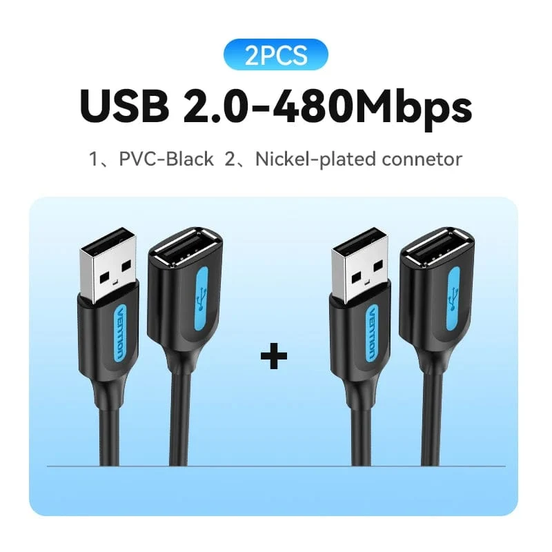 Tions USB 3.0-Verlängerungskabel, USB 3.0 2.0-Kabelverlängerung, Datenkabel für PC, Smart TV, Xbox One, SSD, schnelle Geschwindigkeit, USB-Verlängerungskabel