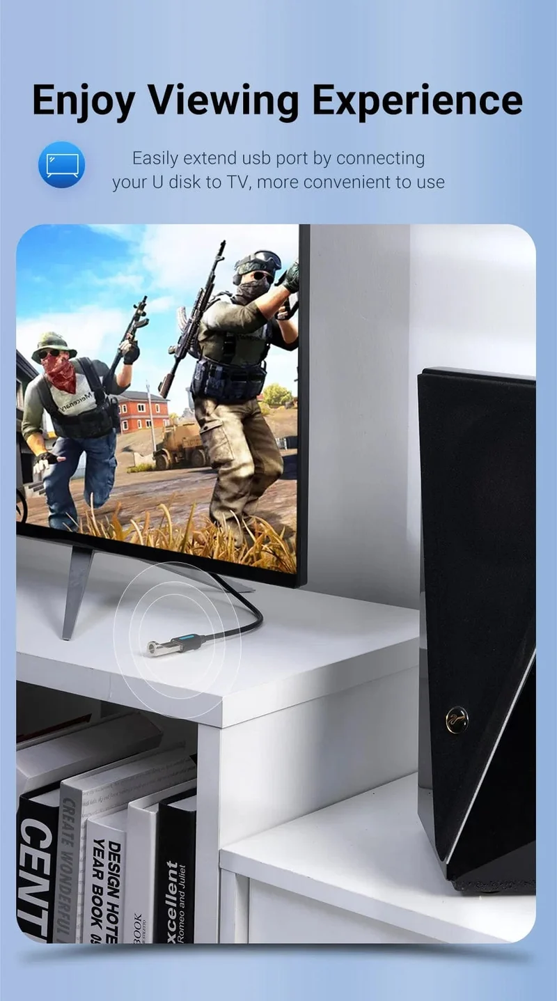 Tions USB 3.0-Verlängerungskabel, USB 3.0 2.0-Kabelverlängerung, Datenkabel für PC, Smart TV, Xbox One, SSD, schnelle Geschwindigkeit, USB-Verlängerungskabel