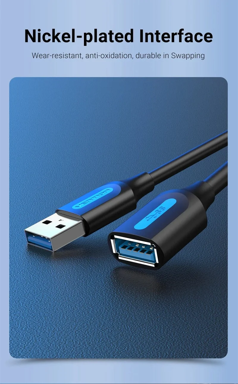 Tions USB 3.0-Verlängerungskabel, USB 3.0 2.0-Kabelverlängerung, Datenkabel für PC, Smart TV, Xbox One, SSD, schnelle Geschwindigkeit, USB-Verlängerungskabel