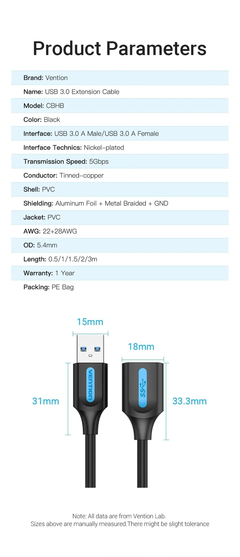 Tions USB 3.0-Verlängerungskabel, USB 3.0 2.0-Kabelverlängerung, Datenkabel für PC, Smart TV, Xbox One, SSD, schnelle Geschwindigkeit, USB-Verlängerungskabel