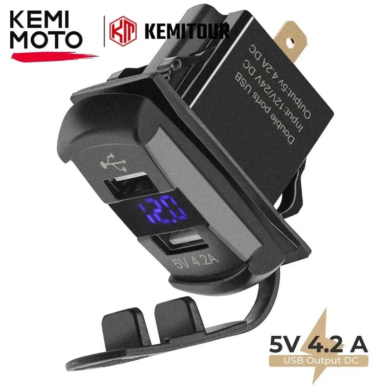 5V 4.2A LED-Autoladegerät mit zwei USB-Schaltern für Can-AM Maverick X3, kompatibel mit Polaris RZR 1000 800 900 Ranger für Boot, UTV, ATV
