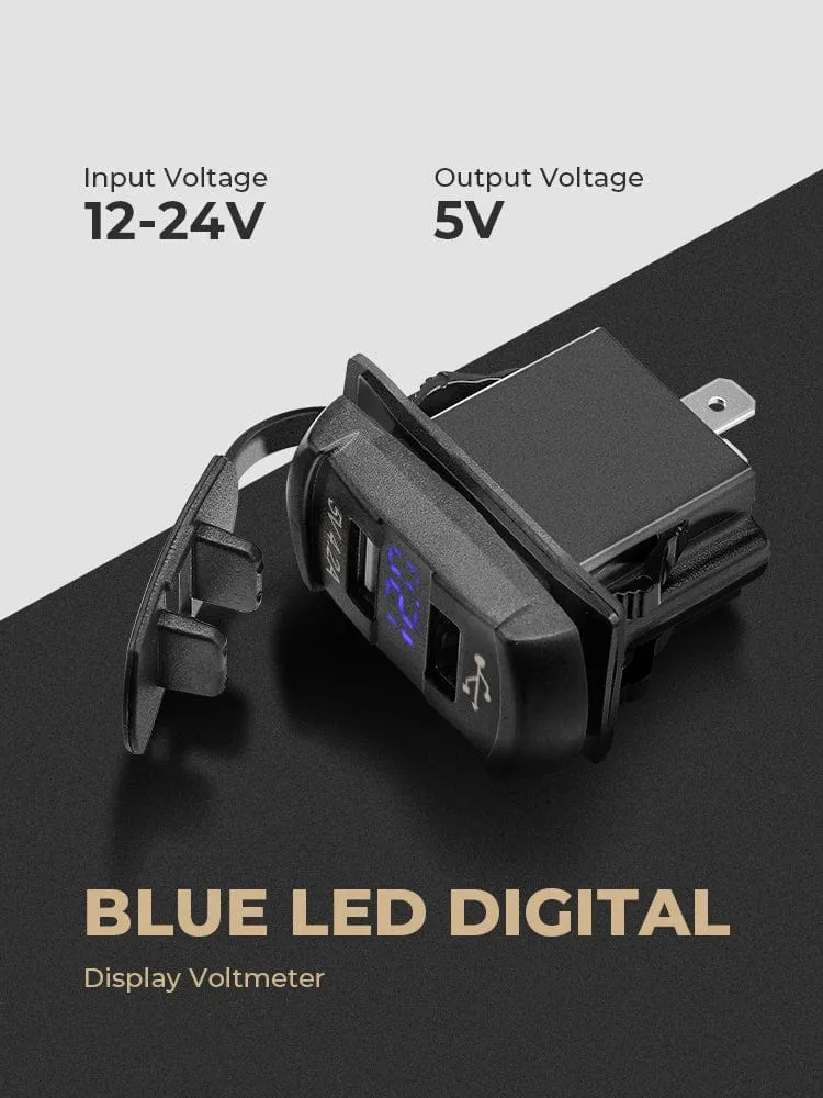 5V 4.2A LED-Autoladegerät mit zwei USB-Schaltern für Can-AM Maverick X3, kompatibel mit Polaris RZR 1000 800 900 Ranger für Boot, UTV, ATV