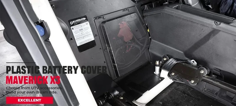 KEMIMOTO X3 UTV Batterieabdeckungsset aus schwarzem Kunststoff für Can-am Maverick X3, Maverick X3 MAX R RR 4x4 XRC Turbo DPS 2/4 Türen 2017+