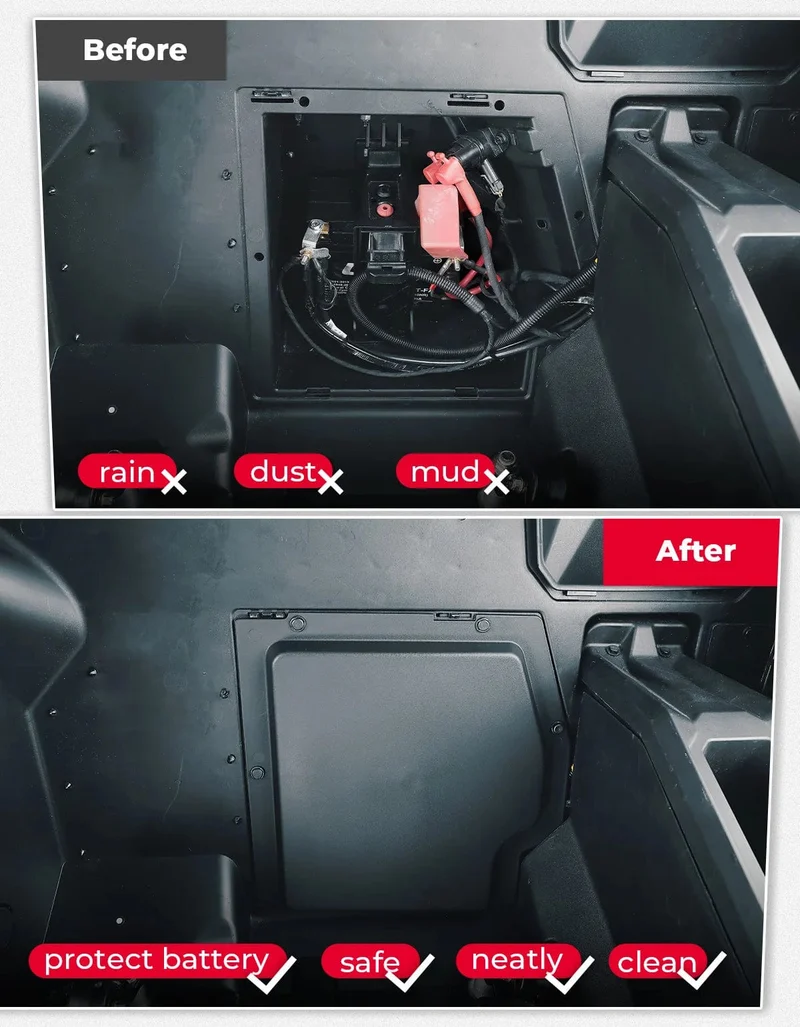KEMIMOTO X3 UTV Batterieabdeckungsset aus schwarzem Kunststoff für Can-am Maverick X3, Maverick X3 MAX R RR 4x4 XRC Turbo DPS 2/4 Türen 2017+