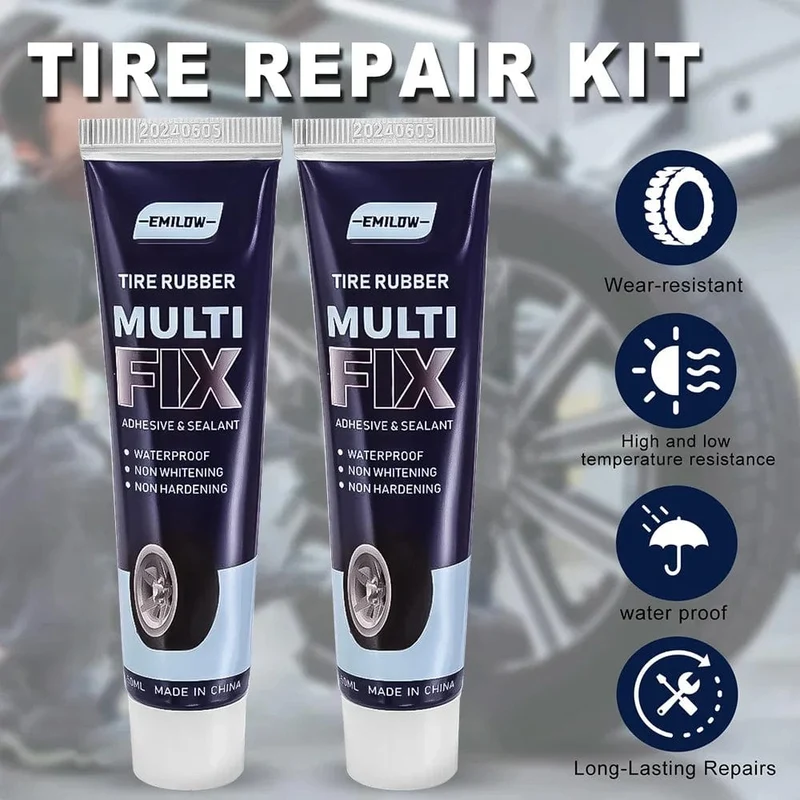 3x Reifenreparaturkleber, starker, verschleißfester, nicht korrosiver Gummikleber, Reifenversiegelungskleber, Autoreifenreparatur-Versiegelungsmittel, 50 ml