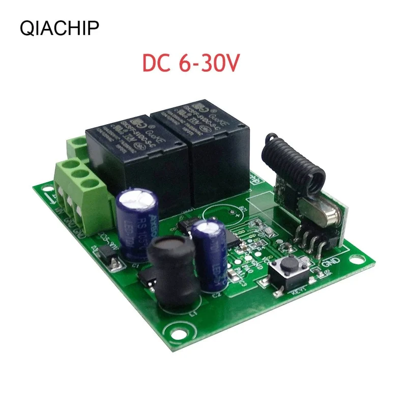433.92 Mhz DC 6V 12V 24V 48V 60V Universeller drahtloser Fernbedienungsschalter 2 CH RF-Relaisempfängermodul DC5-30V für Smart Home