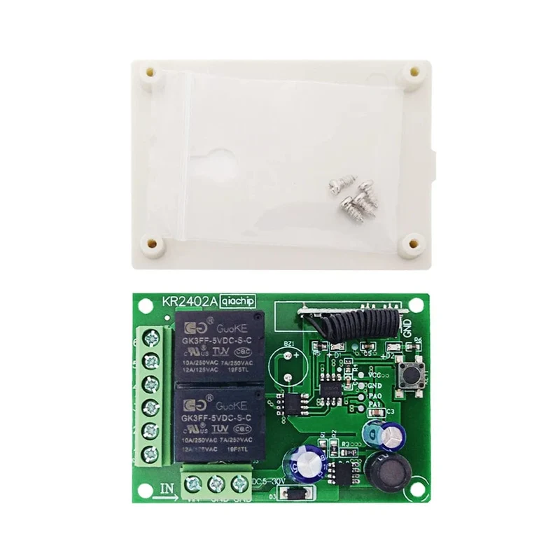 433.92 Mhz DC 6V 12V 24V 48V 60V Universeller drahtloser Fernbedienungsschalter 2 CH RF-Relaisempfängermodul DC5-30V für Smart Home