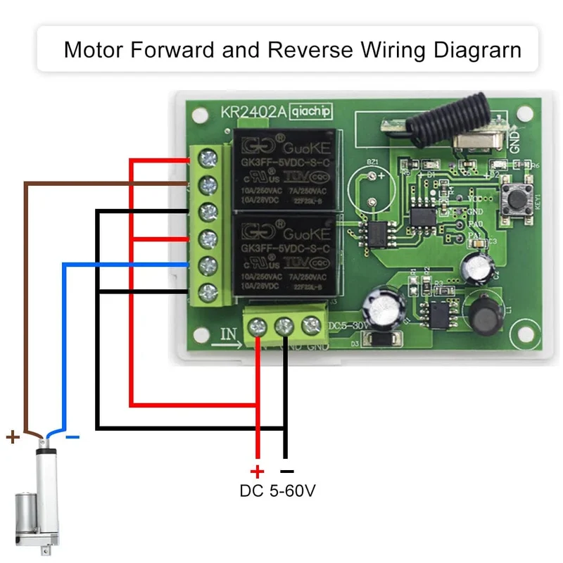 433.92 Mhz DC 6V 12V 24V 48V 60V Universeller drahtloser Fernbedienungsschalter 2 CH RF-Relaisempfängermodul DC5-30V für Smart Home