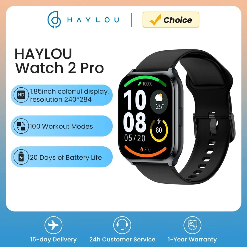 HAYLOU Watch 2 Pro (LS02 Pro) Smart Watch 1.85 Zoll HD-Display SpO2-Herzfrequenzmesser 100 Trainingsmodi Smartwatch für Männer und Frauen