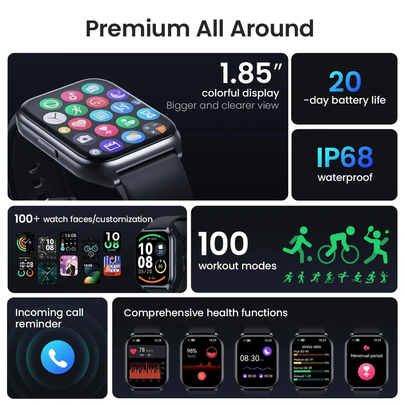 HAYLOU Watch 2 Pro (LS02 Pro) Smart Watch 1.85 Zoll HD-Display SpO2-Herzfrequenzmesser 100 Trainingsmodi Smartwatch für Männer und Frauen