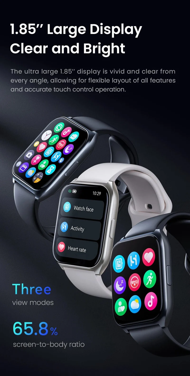 HAYLOU Watch 2 Pro (LS02 Pro) Smart Watch 1.85 Zoll HD-Display SpO2-Herzfrequenzmesser 100 Trainingsmodi Smartwatch für Männer und Frauen