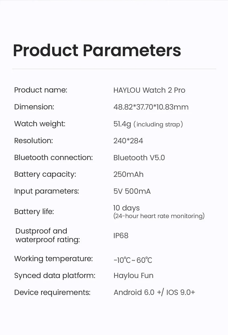HAYLOU Watch 2 Pro (LS02 Pro) Smart Watch 1.85 Zoll HD-Display SpO2-Herzfrequenzmesser 100 Trainingsmodi Smartwatch für Männer und Frauen