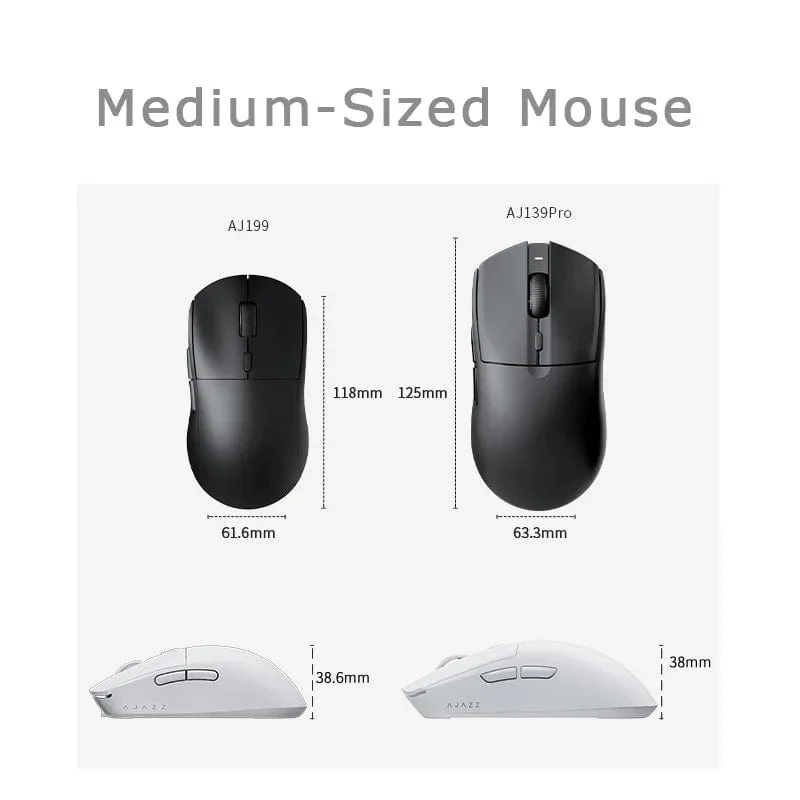 AJAZZ AJ139 Pro Kabellose Maus mit Füßen PMW3395 Gaming-Chipsatz 26000 dpi Professionelle Gaming-Maus für PC