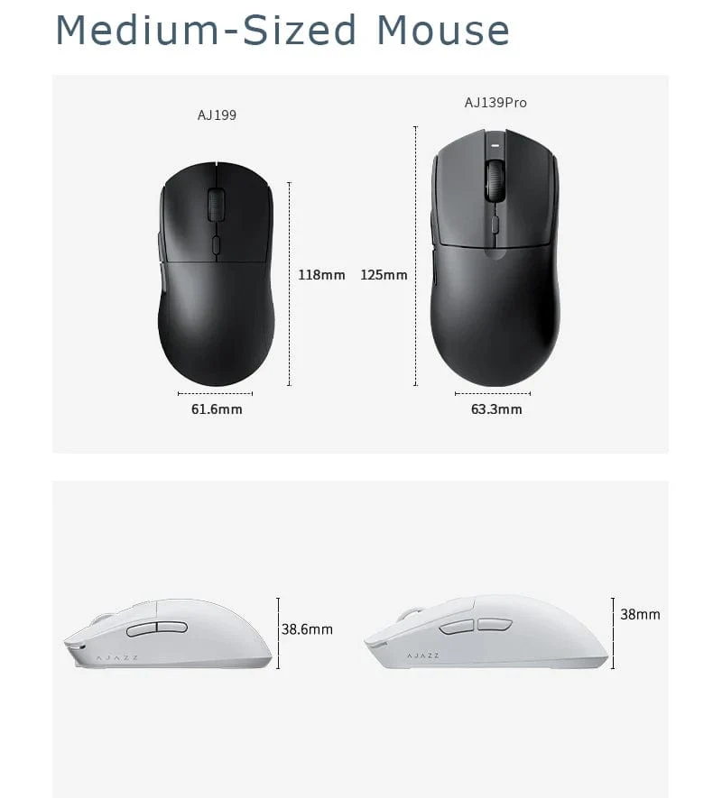 AJAZZ AJ139 Pro Kabellose Maus mit Füßen PMW3395 Gaming-Chipsatz 26000 dpi Professionelle Gaming-Maus für PC