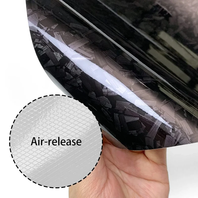 Carbonfaserfolie, glänzend, schwarz, Karosseriefolie, geschmiedete Carbonfaser-Vinylfolie, selbstklebender Aufkleber für Autozubehör