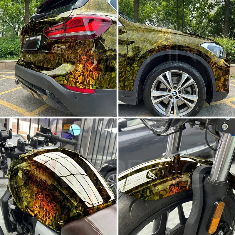 Carbonfaserfolie, glänzend, schwarz, Karosseriefolie, geschmiedete Carbonfaser-Vinylfolie, selbstklebender Aufkleber für Autozubehör