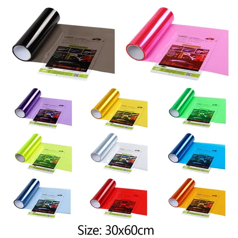 11 Farben Autolicht Scheinwerfer Rücklicht Tönungsfolie Vinylfolie Aufkleber Blatt Nebelscheinwerfer Rückleuchte Matt Rauchfolie 30x60cm