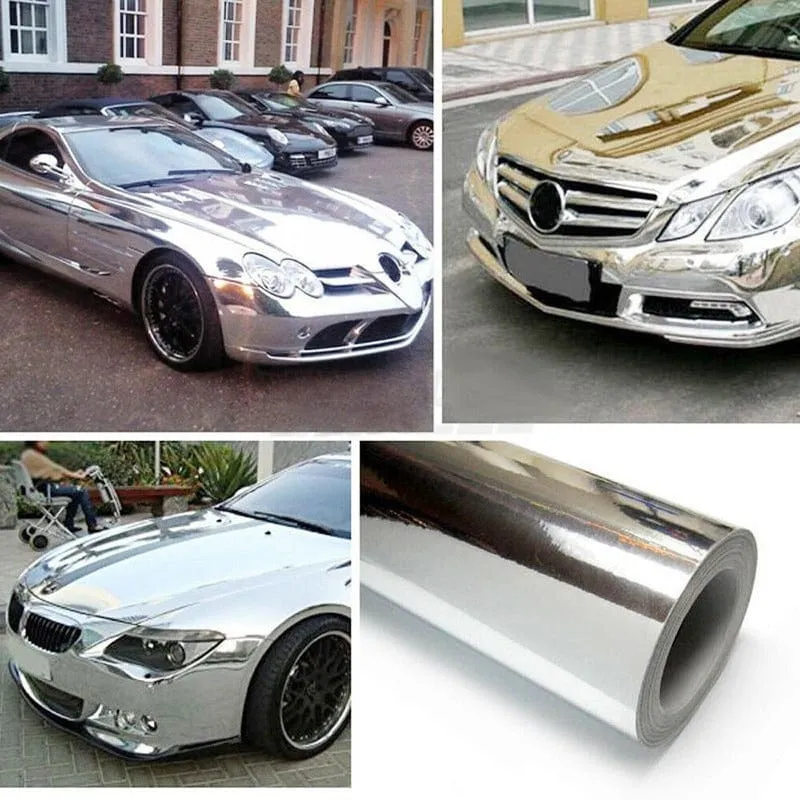 Silber Auto Auto Styling Karosserie Elektrobeschichtung Farbwechsel Film Verchromung Spiegel Vinyl Wrap Galvanisieren Aufkleber Abziehbild Blatt