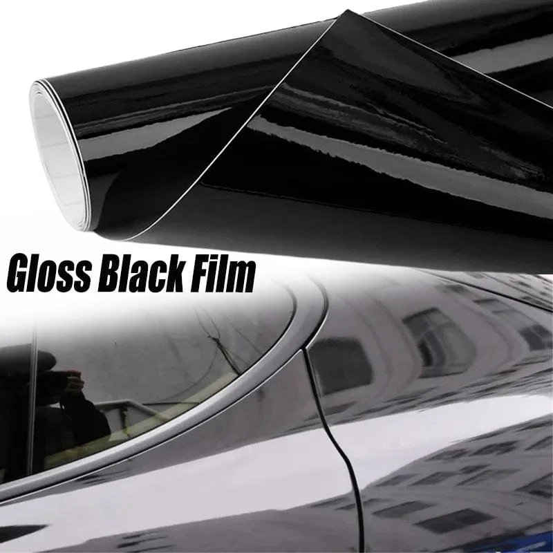 Schwarz glänzende Autokarosseriefolie, Vinyl-Wrap-Aufkleber, selbstklebende Aufkleber, für Motorräder, Fahrräder, Autohaut, Farbwechselfolien, 150 x 50 cm