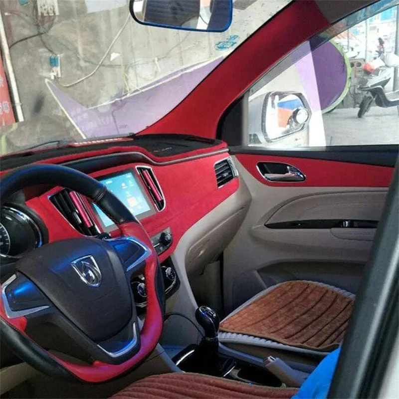 50*200 cm Premium Qualität Samt Wildleder Stoff Vinyl Auto Wrap Aufkleber Schwarz Rot Selbstklebende Samt tuch Film für Auto Styling