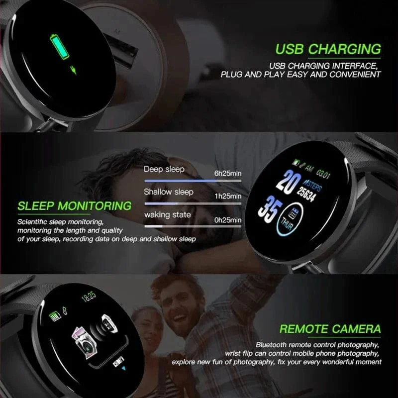 Neue D18 Multifunktionale Smart Watch Männer Frauen Bluetooth Verbunden Telefon Musik Fitness Sport Armband Schlaf Monitor Smartwatch