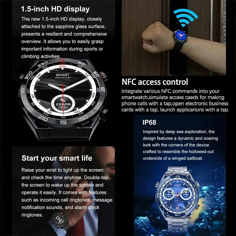 Für Huawei GT6 Pro Smart Watch Männer 390 * 390 HD-Bildschirm Herzfrequenz Bluetooth-Anruf IP67 wasserdichte Sport-SmartWatch für Xiaomi Apple